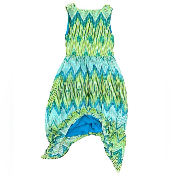 Chico’s Women’s Green Ikat Maida Handkerchief Dress Sleeveless V-Neck Size 0 - Picture 7 of 13